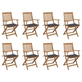 Folding garden chairs 8 units and solid acacia wood cushions by vidaXL, Garden chairs - Ref: Foro24-3075085, Price: 473,93 €,...