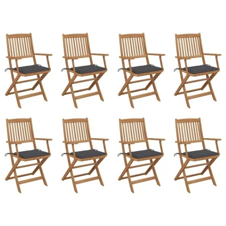 Folding garden chairs 8 units and solid acacia wood cushions by vidaXL, Garden chairs - Ref: Foro24-3075085, Price: 406,62 €,...