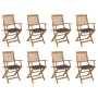Klappbare Gartenstühle 8-teilig und Kissen aus massivem Akazienholz von vidaXL, Gartenstühle - Ref: Foro24-3075085, Preis: 47...