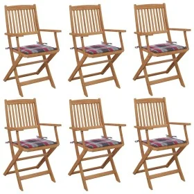 Folding garden chairs 6 pcs solid acacia wood and cushions by vidaXL, Garden chairs - Ref: Foro24-3074953, Price: 322,61 €, D...
