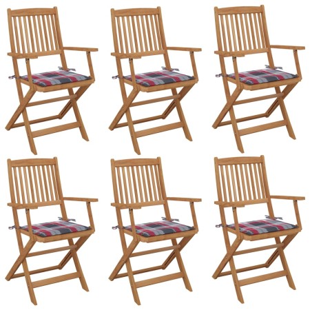 Klappbare Gartenstühle, 6 Stück, massives Akazienholz und Kissen von vidaXL, Gartenstühle - Ref: Foro24-3074953, Preis: 340,4...