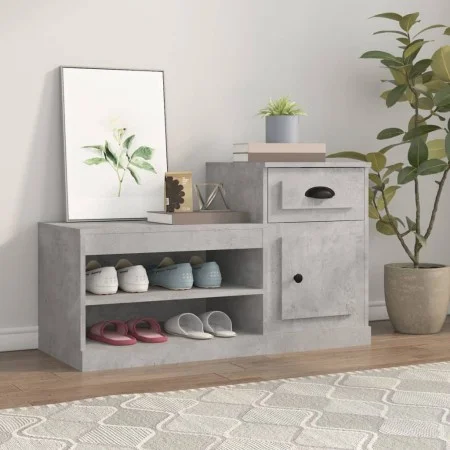 Shoe cabinet made of gray concrete plywood wood, measuring 100x42x60 cm. by vidaXL, Shoe racks and shoe organizers - Ref: For...