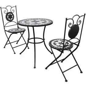 Garden table and chairs set 3 pieces black and white ceramic tile by vidaXL, Garden sets - Ref: Foro24-271772, Price: 238,55 ...