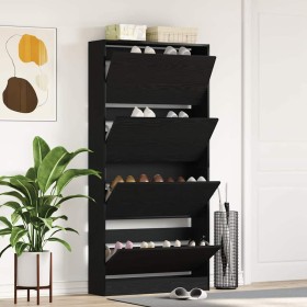 Armario para Zapatos con puerta Roble negro 80 x 21 x 163.5 cm