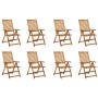 Klappbare Gartenstühle und Kissen, 8 Stück, massives Akazienholz von vidaXL, Gartenstühle - Ref: Foro24-3075062, Preis: 640,9...