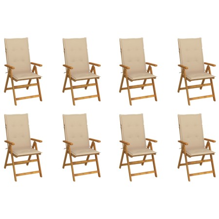 Folding garden chairs and cushions 8 pcs solid acacia wood by vidaXL, Garden chairs - Ref: Foro24-3075057, Price: 629,91 €, D...