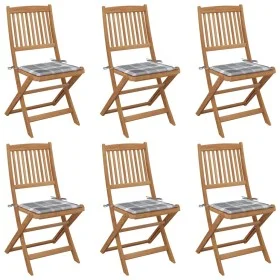 6 pcs folding garden chairs and solid acacia wood cushions by vidaXL, Garden chairs - Ref: Foro24-3075008, Price: 293,99 €, D...