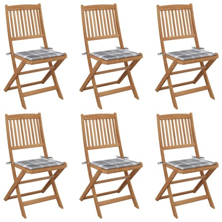 6 Stück klappbare Gartenstühle und Kissen aus massivem Akazienholz von vidaXL, Gartenstühle - Ref: Foro24-3075008, Preis: 304...