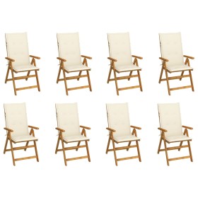 Folding garden chairs and cushions 8 pcs solid acacia wood by vidaXL, Garden chairs - Ref: Foro24-3075056, Price: 613,37 €, D...