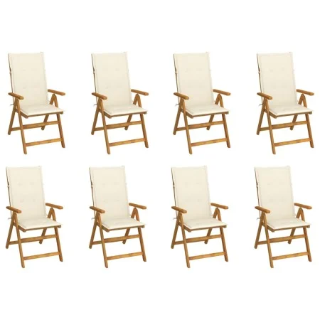 Folding garden chairs and cushions 8 pcs solid acacia wood by vidaXL, Garden chairs - Ref: Foro24-3075056, Price: 622,47 €, D...