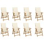 Folding garden chairs and cushions 8 pcs solid acacia wood by vidaXL, Garden chairs - Ref: Foro24-3075056, Price: 612,20 €, D...