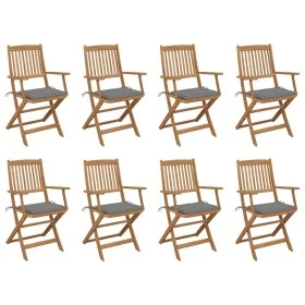 8 Stück klappbare Gartenstühle und Kissen aus massivem Akazienholz von vidaXL, Gartenstühle - Ref: Foro24-3075086, Preis: 399...