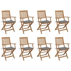 8 Stück klappbare Gartenstühle und Kissen aus massivem Akazienholz von vidaXL, Gartenstühle - Ref: Foro24-3075086, Preis: 464...