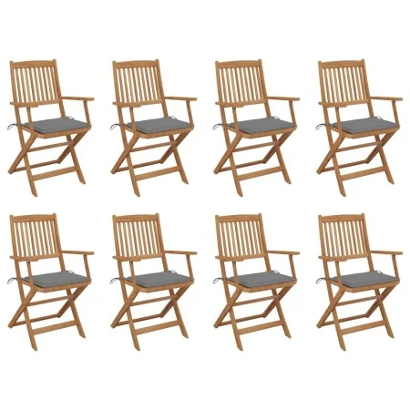 8 pcs folding garden chairs and solid acacia wood cushions by vidaXL, Garden chairs - Ref: Foro24-3075086, Price: 399,34 €, D...