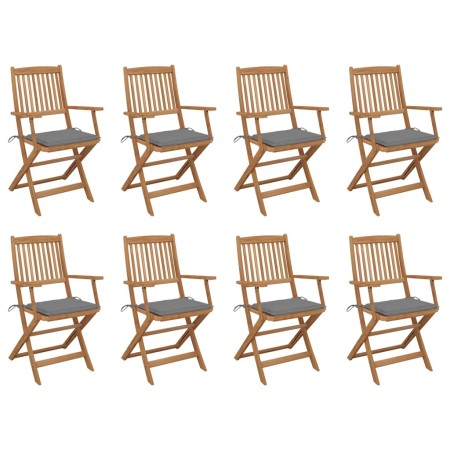8 Stück klappbare Gartenstühle und Kissen aus massivem Akazienholz von vidaXL, Gartenstühle - Ref: Foro24-3075086, Preis: 464...