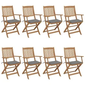 Klappbare Gartenstühle, 8 Stück, massives Akazienholz und Kissen von vidaXL, Gartenstühle - Ref: Foro24-3074968, Preis: 447,0...
