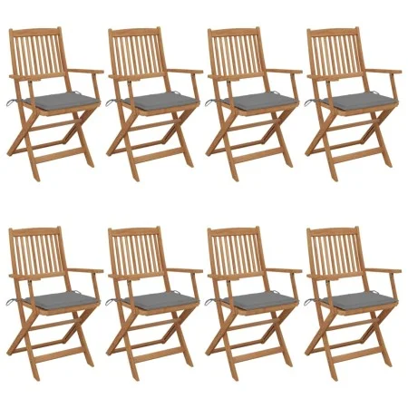 Folding garden chairs 8 pcs solid acacia wood and cushions by vidaXL, Garden chairs - Ref: Foro24-3074968, Price: 464,95 €, D...