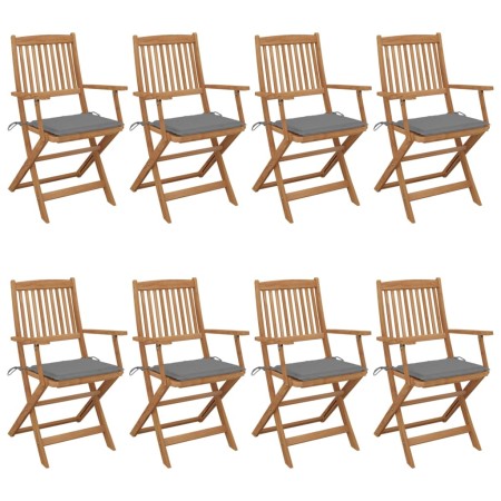 Klappbare Gartenstühle, 8 Stück, massives Akazienholz und Kissen von vidaXL, Gartenstühle - Ref: Foro24-3074968, Preis: 473,9...