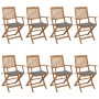 Klappbare Gartenstühle, 8 Stück, massives Akazienholz und Kissen von vidaXL, Gartenstühle - Ref: Foro24-3074968, Preis: 473,9...