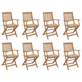 8 Stück klappbare Gartenstühle und Kissen aus massivem Akazienholz von vidaXL, Gartenstühle - Ref: Foro24-3075088, Preis: 462...