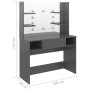 Tocador de maquillaje luces LED MDF gris brillo 100x40x135 cm de vidaXL, Tocadores para dormitorios - Ref: Foro24-331543, Pre...