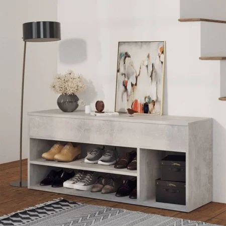 Concrete gray engineered wood shoe bench 105x30x45 cm by vidaXL, Shoe racks and shoe organizers - Ref: Foro24-808760, Price: ...