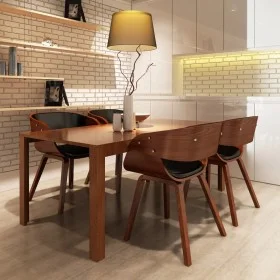 Esszimmerstühle, 4 Stück, gebogenes Holz, braunes Kunstleder von vidaXL, Essstühle - Ref: Foro24-270044, Preis: 717,51 €, Rab...