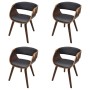 Sillas de comedor 4 uds madera curvada piel sintética marrón