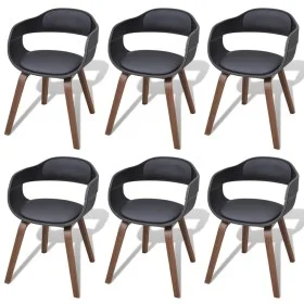 Esszimmerstühle, 6 Stück, gebogenes Holz, schwarzes Kunstleder von vidaXL, Essstühle - Ref: Foro24-271950, Preis: 812,21 €, R...
