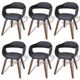 Esszimmerstühle, 6 Stück, gebogenes Holz, schwarzes Kunstleder von vidaXL, Essstühle - Ref: Foro24-271950, Preis: 870,66 €, R...
