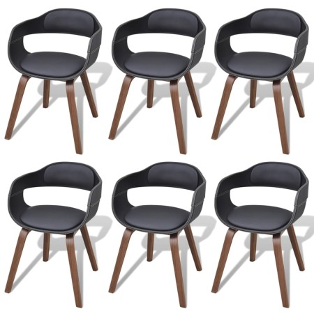 Dining chairs 6 pcs curved wood black synthetic leather by vidaXL, dining chairs - Ref: Foro24-271950, Price: 870,66 €, Disco...