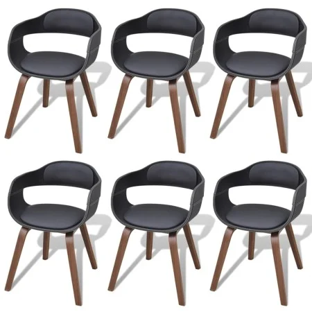 Esszimmerstühle, 6 Stück, gebogenes Holz, schwarzes Kunstleder von vidaXL, Essstühle - Ref: Foro24-271950, Preis: 812,21 €, R...
