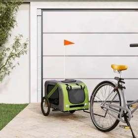 Remolque de bicicleta mascotas hierro tela Oxford verde gris