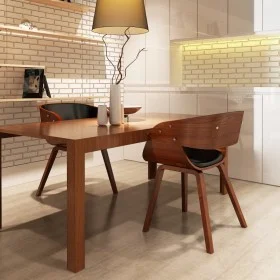 Esszimmerstühle, 2 Stück, gebogenes Holz, braunes Kunstleder von vidaXL, Essstühle - Ref: Foro24-270043, Preis: 360,73 €, Rab...