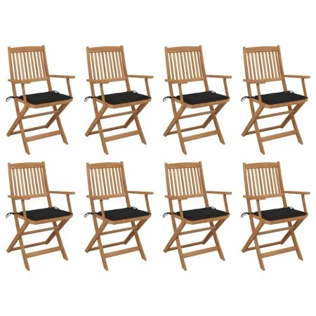 8 pcs folding garden chairs and solid acacia wood cushions by vidaXL, Garden chairs - Ref: Foro24-3075092, Price: 405,86 €, D...