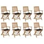 8 pcs folding garden chairs and solid acacia wood cushions by vidaXL, Garden chairs - Ref: Foro24-3075092, Price: 405,86 €, D...
