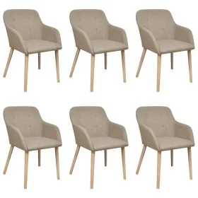 Esszimmerstühle, 6 Stück, beige Stoff und massives Eichenholz von vidaXL, Essstühle - Ref: Foro24-270571, Preis: 641,78 €, Ra...
