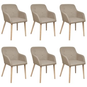 Esszimmerstühle, 6 Stück, beige Stoff und massives Eichenholz von vidaXL, Essstühle - Ref: Foro24-270571, Preis: 701,17 €, Ra...