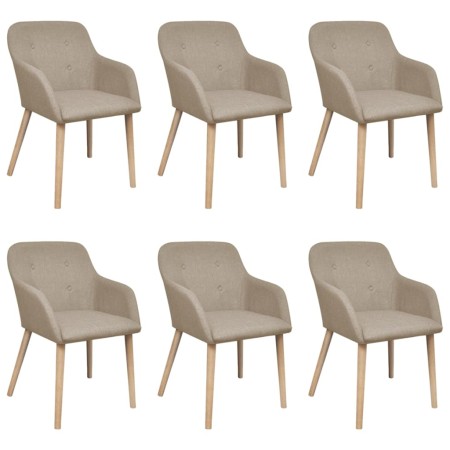Dining chairs 6 pcs beige fabric and solid oak wood by vidaXL, dining chairs - Ref: Foro24-270571, Price: 733,72 €, Discount: %