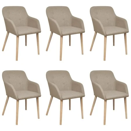 Dining chairs 6 pcs beige fabric and solid oak wood by vidaXL, dining chairs - Ref: Foro24-270571, Price: 641,78 €, Discount: %