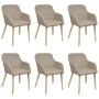 Dining chairs 6 pcs beige fabric and solid oak wood by vidaXL, dining chairs - Ref: Foro24-270571, Price: 641,78 €, Discount: %