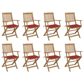 Folding garden chairs 8 units and solid acacia wood cushions by vidaXL, Garden chairs - Ref: Foro24-3075091, Price: 413,25 €,...