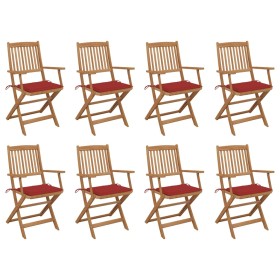 Klappbare Gartenstühle 8-teilig und Kissen aus massivem Akazienholz von vidaXL, Gartenstühle - Ref: Foro24-3075091, Preis: 47...