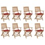 Folding garden chairs 8 units and solid acacia wood cushions by vidaXL, Garden chairs - Ref: Foro24-3075091, Price: 471,54 €,...