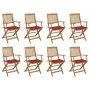 Folding garden chairs 8 units and solid acacia wood cushions by vidaXL, Garden chairs - Ref: Foro24-3075091, Price: 413,25 €,...