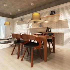Esszimmerstühle, 4 Stück, gebogenes Holz, braunes Kunstleder von vidaXL, Essstühle - Ref: Foro24-270039, Preis: 570,66 €, Rab...