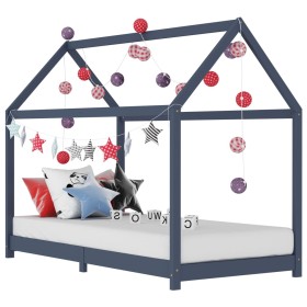 Estructura de cama infantil madera maciza pino gris 90x200 cm