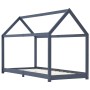 Estructura de cama infantil madera maciza pino gris 90x200 cm de vidaXL, Cunas y camas para niños - Ref: Foro24-283354, Preci...