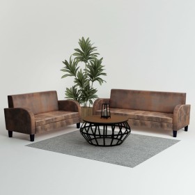 Brown artificial suede 2-piece sofa set by vidaXL, Sofas - Ref: Foro24-275226, Price: 836,44 €, Discount: %