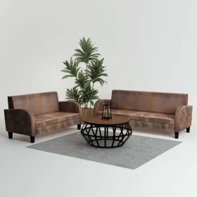 Zweiteilige Sofagarnitur aus braunem Kunstleder von vidaXL, Sofas - Ref: Foro24-275226, Preis: 838,29 €, Rabatt: %